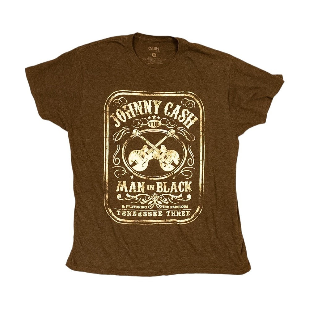 Johnny Cash Graphic T-Shirt Mens XL Brown Excellent Man In Black Tennessee Three